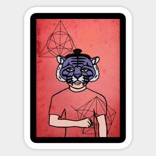DaVinci-Inspired Male Character with Animal Mask and Blue Eyes Sticker